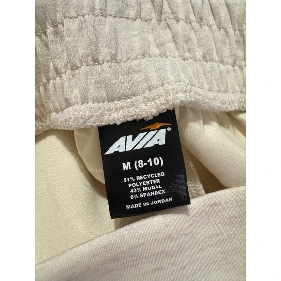Avia Womens Pleated High Rise Joggers Cream Heather Scubaknit Size M 8-10 - Picture 6 of 6